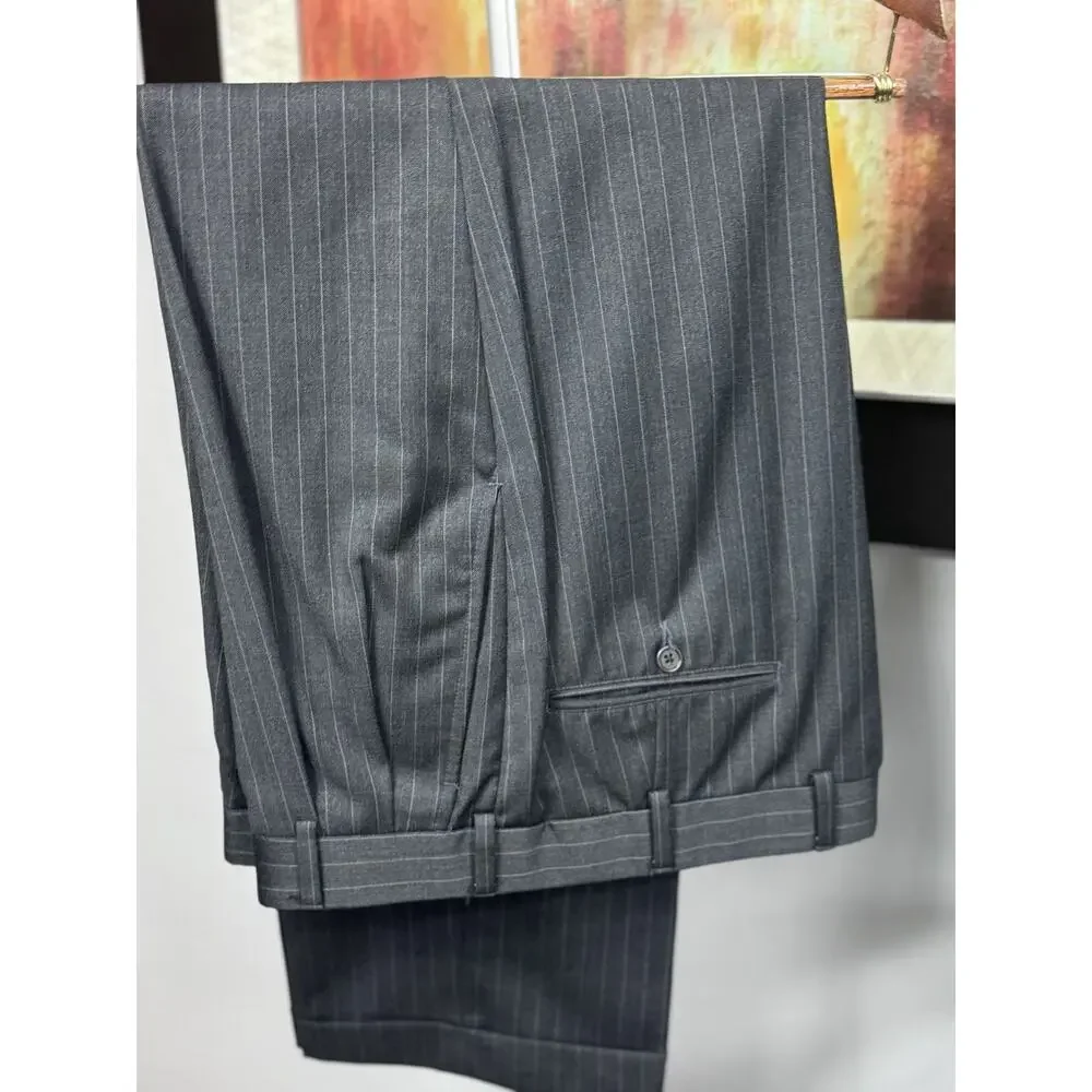 Brooks Brothers Mens Charcoal Gray Pinstripe 2 Piece Suit 40R Pant 35/29